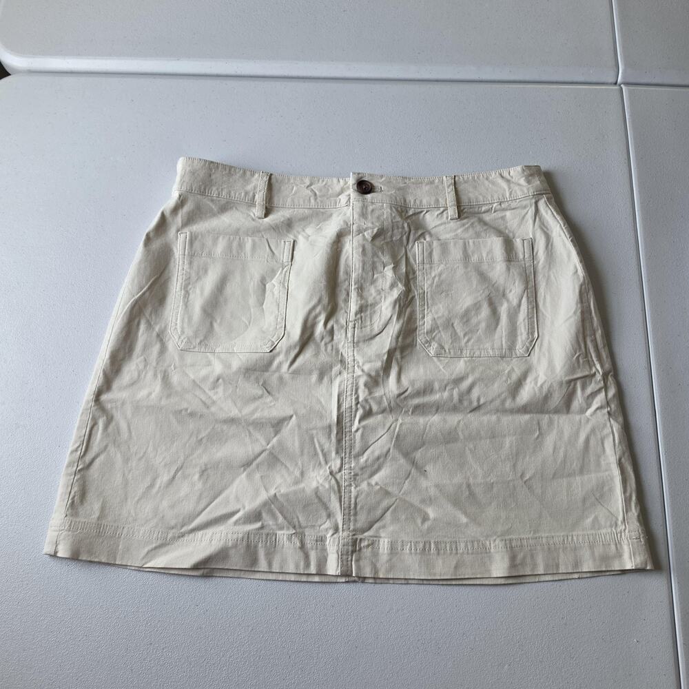 J.Crew Skirt Womens 10 Beige Twill Mini Utility Pockets Cotton Linen Blend